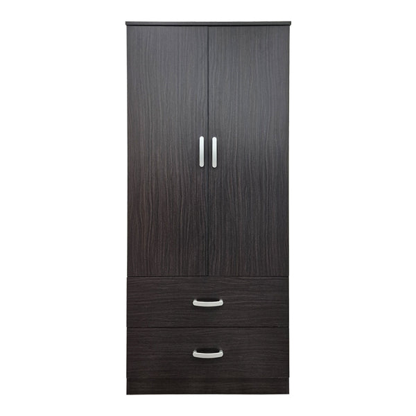 Ντουλάπα δίφυλλη με 2 συρτάρια Alvia pakoworld wenge 80x51.5x180εκ