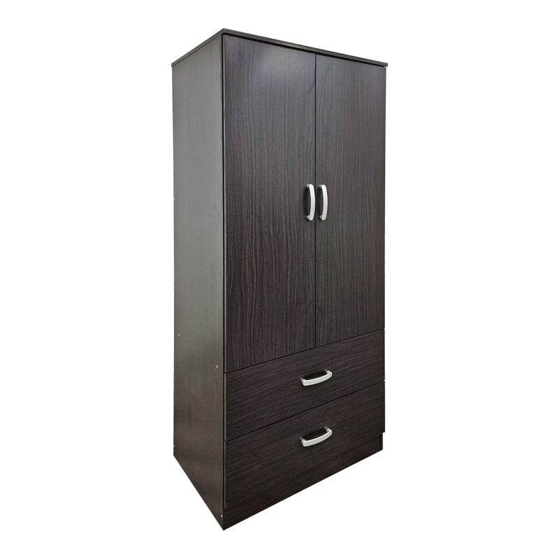 Ντουλάπα δίφυλλη με 2 συρτάρια Alvia pakoworld wenge 80x51.5x180εκ