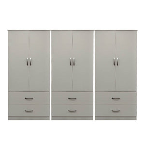 Ντουλάπα εξάφυλλη με συρτάρια Athos pakoworld λευκή 240x42x180εκ