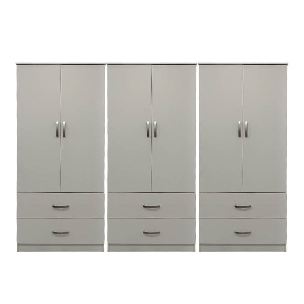 Ντουλάπα εξάφυλλη με συρτάρια Athos pakoworld λευκή 240x42x180εκ
