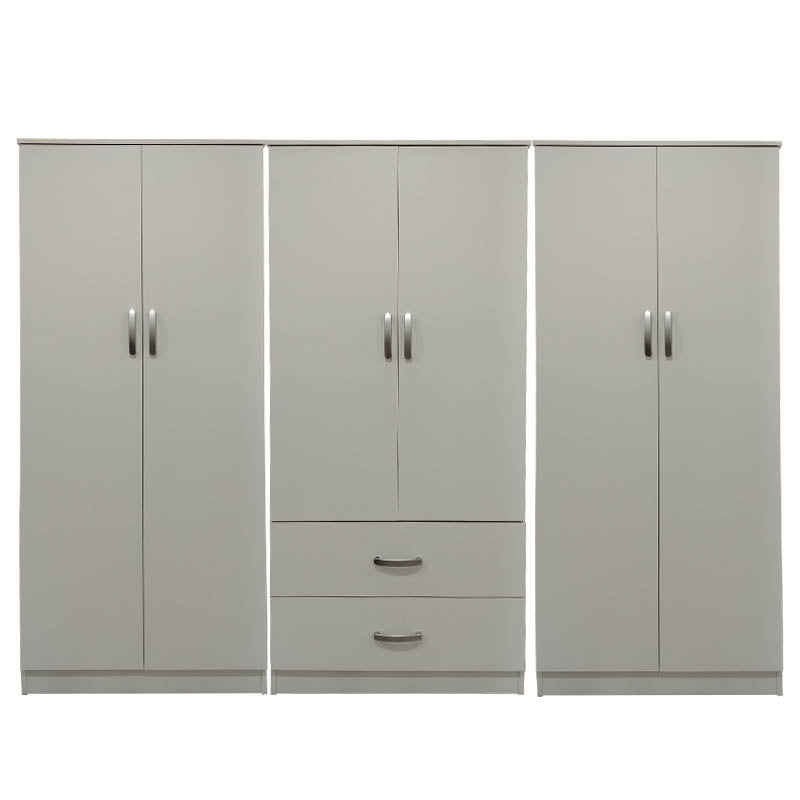 Ντουλάπα εξάφυλλη Athos I pakoworld λευκή 240x42x180εκ