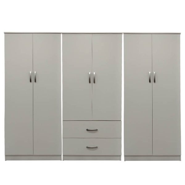Ντουλάπα εξάφυλλη Athos I pakoworld λευκή 240x42x180εκ