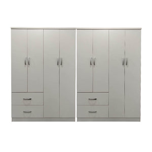 Ντουλάπα οχτάφυλλη Athos pakoworld λευκή 241x42x181εκ