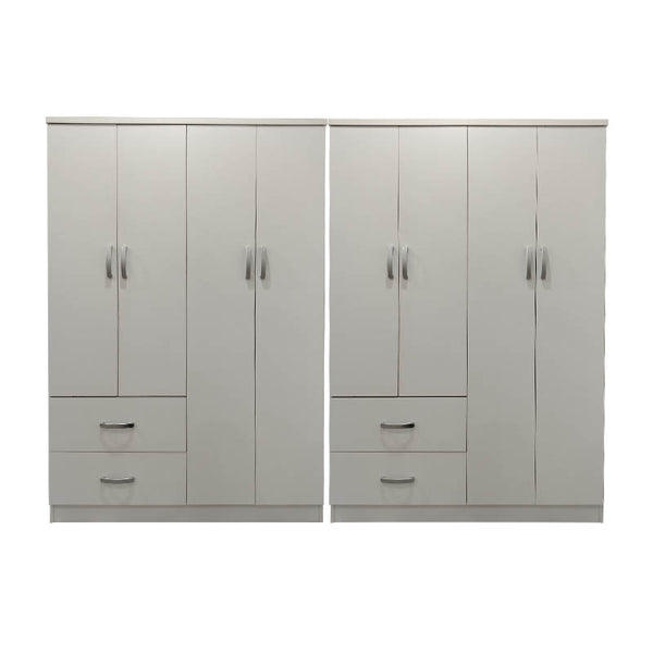 Ντουλάπα οχτάφυλλη Athos pakoworld λευκή 241x42x181εκ