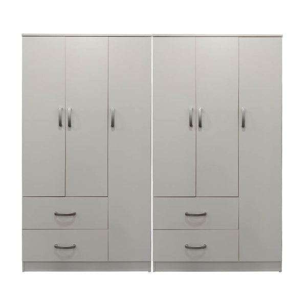 Ντουλάπα εξάφυλλη Athos pakoworld λευκή 180x42x180εκ