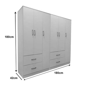 Ντουλάπα εξάφυλλη Athos pakoworld λευκή 180x42x180εκ