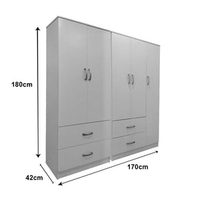 Ντουλάπα πεντάφυλλη Athos pakoworld λευκή 170x42x180εκ