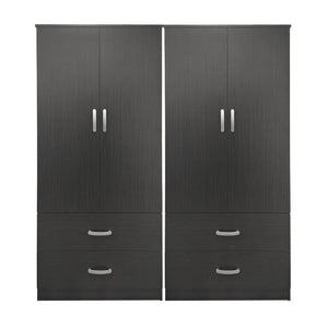 Ντουλάπα τετράφυλλη με συρτάρια Athos pakoworld wenge 160x42x180εκ