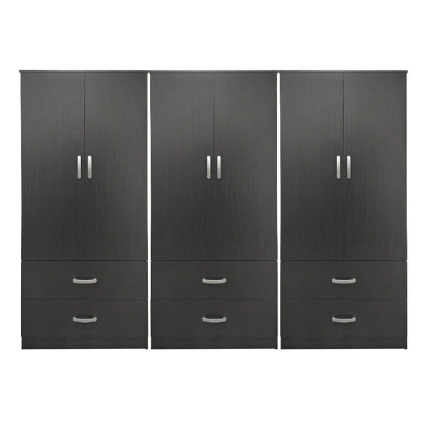 Ντουλάπα εξάφυλλη με συρτάρια Athos pakoworld wenge 240x42x180εκ
