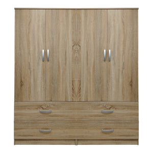 Ντουλάπα τετράφυλλη με συρτάρια Athos pakoworld sonoma 160x42x180εκ