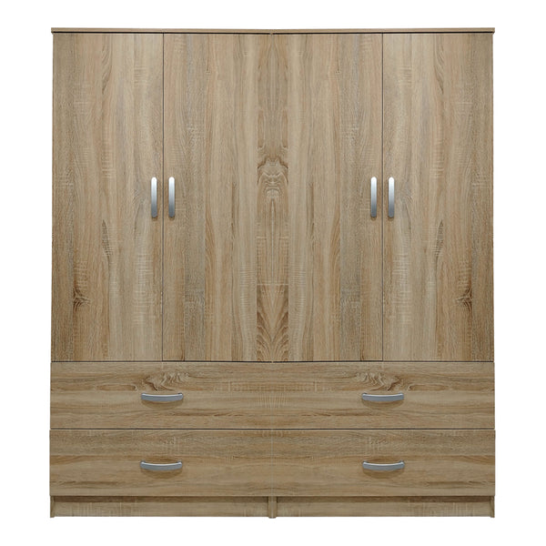 Ντουλάπα τετράφυλλη με συρτάρια Athos pakoworld sonoma 160x42x180εκ