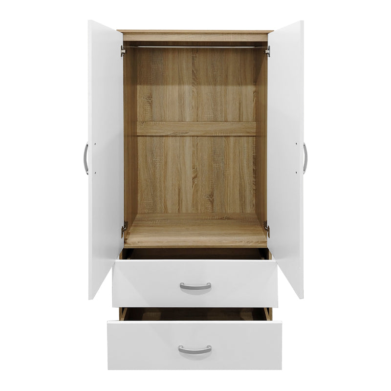 Ντουλάπα τετράφυλλη Athos pakoworld sonoma-λευκό 160x42x180εκ