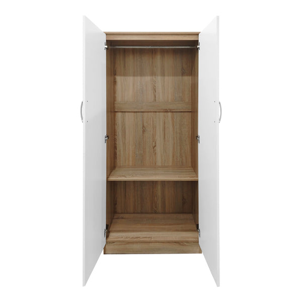 Ντουλάπα τετράφυλλη Athos pakoworld sonoma-λευκό 160x42x180εκ