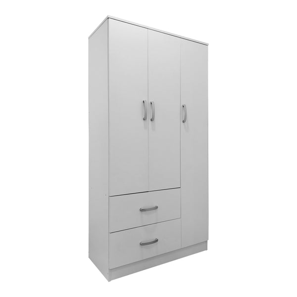 Ντουλάπα εξάφυλλη με πατάρι Athos pakoworld λευκή 180x42x240εκ