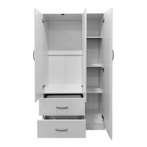 Ντουλάπα εξάφυλλη με πατάρι Athos pakoworld λευκή 180x42x240εκ