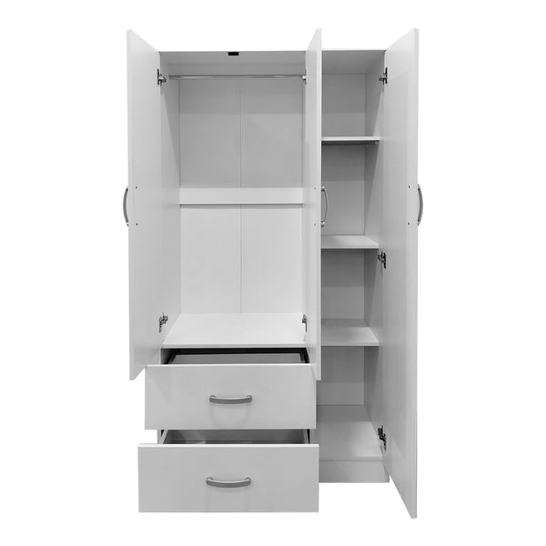 Ντουλάπα εξάφυλλη με πατάρι Athos pakoworld λευκή 180x42x240εκ