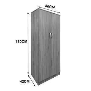 Ντουλάπα εξάφυλλη Athos pakoworld sonoma-ανθρακί 240x42x180εκ