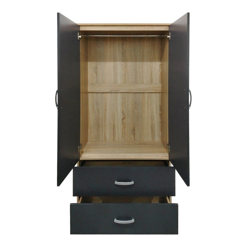 Ντουλάπα εξάφυλλη Athos I pakoworld sonoma-ανθρακί 240x42x180εκ