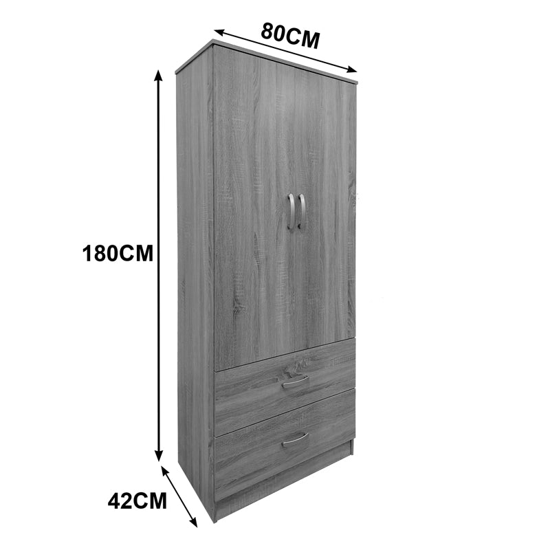 Ντουλάπα πεντάφυλλη Athos pakoworld sonoma-ανθρακί 170x42x180εκ