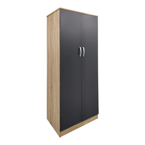 Ντουλάπα τετράφυλλη Athos Ι pakoworld sonoma-ανθρακί 160x42x180εκ