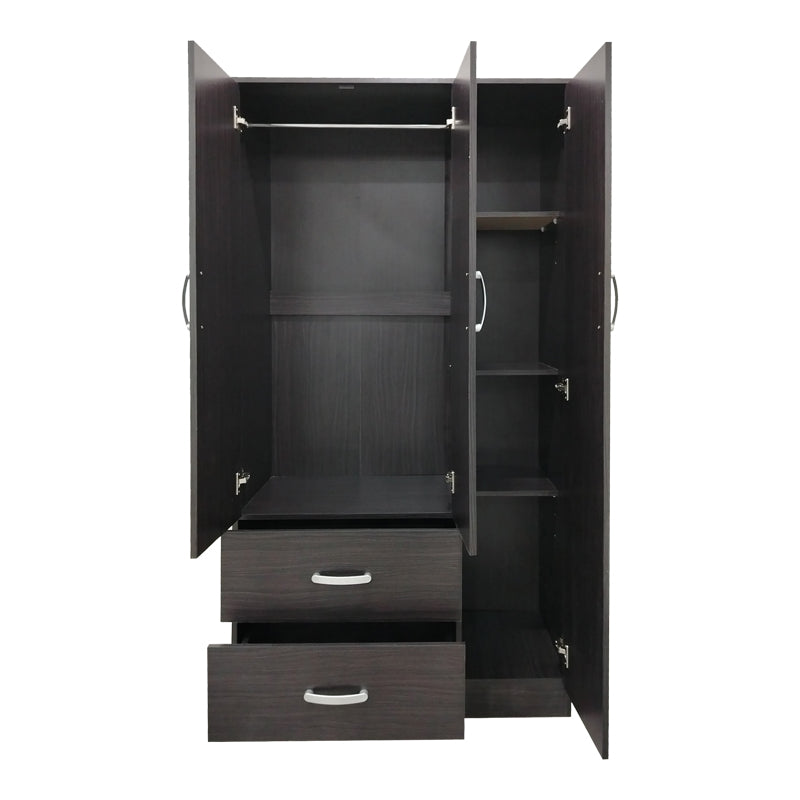 Ντουλάπα εξάφυλλη με πατάρι Athos pakoworld wenge 180x42x240εκ