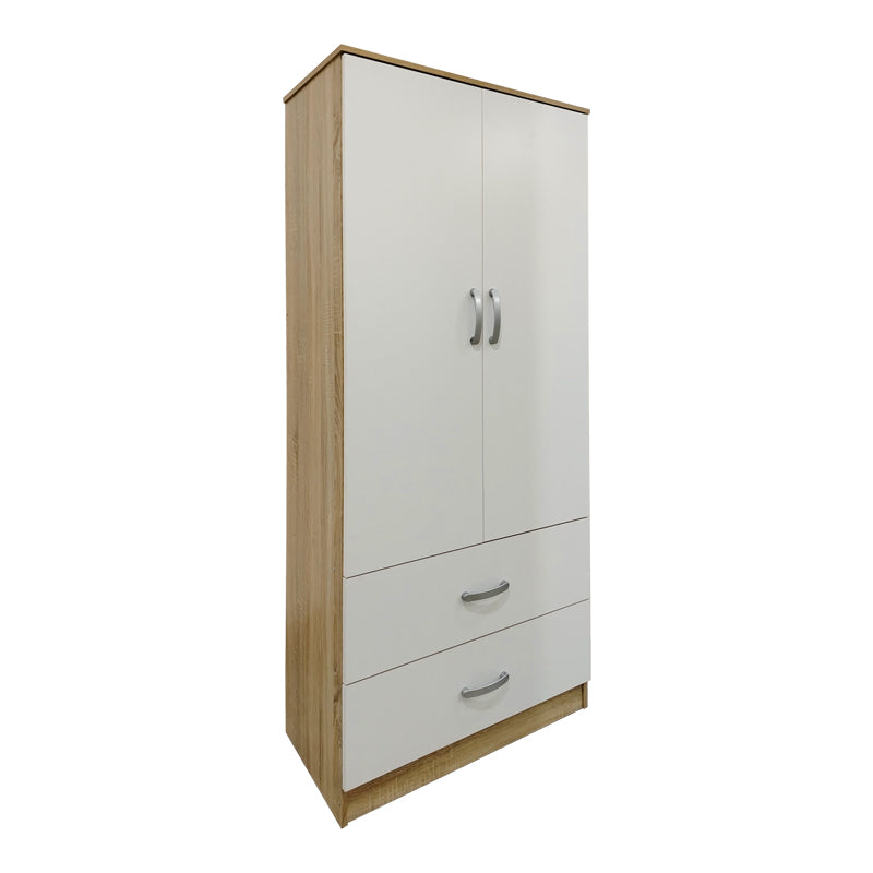 Ντουλάπα εξάφυλλη με πατάρι Athos I pakoworld sonoma-λευκή 240x42x240εκ