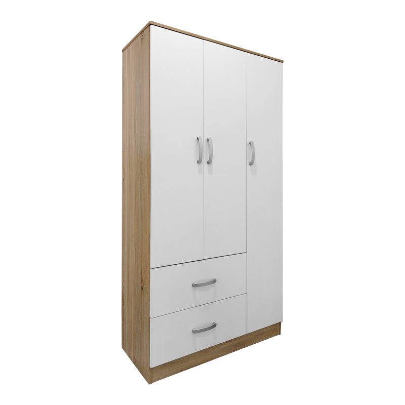 Ντουλάπα εξάφυλλη με πατάρι Athos pakoworld sonoma-λευκή 180x42x240εκ