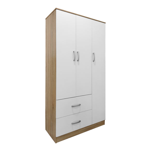 Ντουλάπα πεντάφυλλη με πατάρι Athos pakoworld sonoma-λευκή 170x42x240εκ
