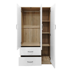 Ντουλάπα πεντάφυλλη με πατάρι Athos pakoworld sonoma-λευκή 170x42x240εκ