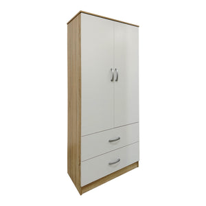 Ντουλάπα πεντάφυλλη με πατάρι Athos pakoworld sonoma-λευκή 170x42x240εκ