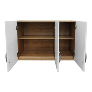 Ντουλάπα πεντάφυλλη με πατάρι Athos pakoworld sonoma-λευκή 170x42x240εκ