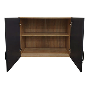 Ντουλάπα εξάφυλλη με πατάρι Athos pakoworld sonoma-ανθρακί 240x42x240εκ