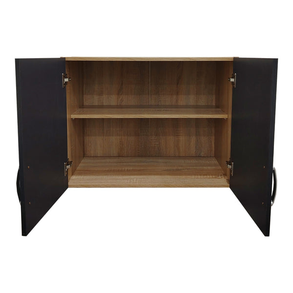 Ντουλάπα εξάφυλλη με πατάρι Athos pakoworld sonoma-ανθρακί 240x42x240εκ