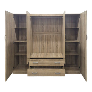 Ντουλάπα τετράφυλλη και πατάρι Alvia pakoworld sonoma 200x51x240εκ