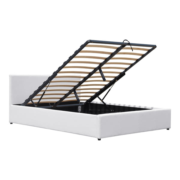 Κρεβάτι Dellia pakoworld με αποθηκευτικό χώρο pu λευκό 120x200εκ