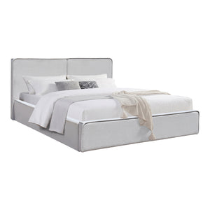 Κρεβάτι διπλό Zento pakoworld γκρι μπεζ ύφασμα 160x200εκ