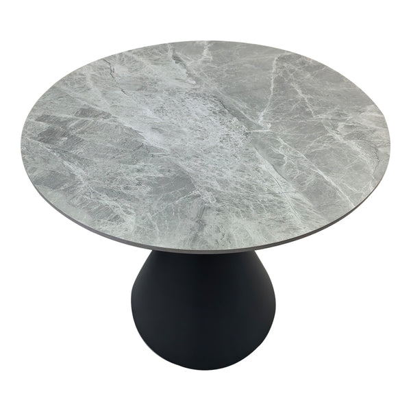 Τραπέζι Flenada pakoworld sintered stone σε γκρι όψη μαρμάρου με μαύρη μεταλλική βάση Φ80x76εκ