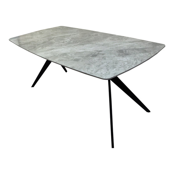 Τραπέζι Ezali pakoworld sintered stone γκρι όψη μαρμάρου με μαύρο μεταλλικό πόδι 180x90x75εκ