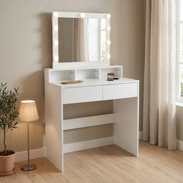 Τουαλέτα κρεβατοκάμαρας Virna pakoworld με led λευκό 80x40x145εκ