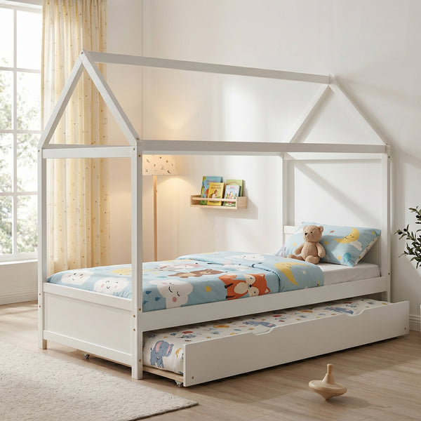Παιδικα κρεβάτια DreamHouse τ. Μontessori pakoworld ξύλο πεύκου λευκό 90x190εκ