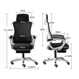 Καρέκλα γραφείου διευθυντή με υποπόδιο Meton pakoworld λευκό - mesh γκρι 48x60x118-128εκ