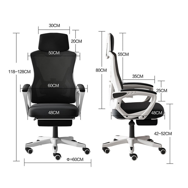 Καρέκλα γραφείου διευθυντή με υποπόδιο Meton pakoworld λευκό - mesh γκρι 48x60x118-128εκ