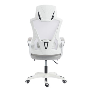 Καρέκλα γραφείου διευθυντή με υποπόδιο Meton pakoworld λευκό - mesh γκρι 48x60x118-128εκ