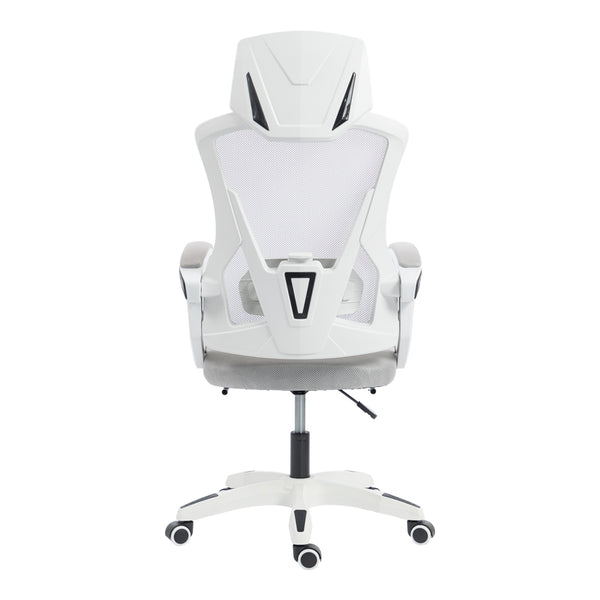 Καρέκλα γραφείου διευθυντή με υποπόδιο Meton pakoworld λευκό - mesh γκρι 48x60x118-128εκ