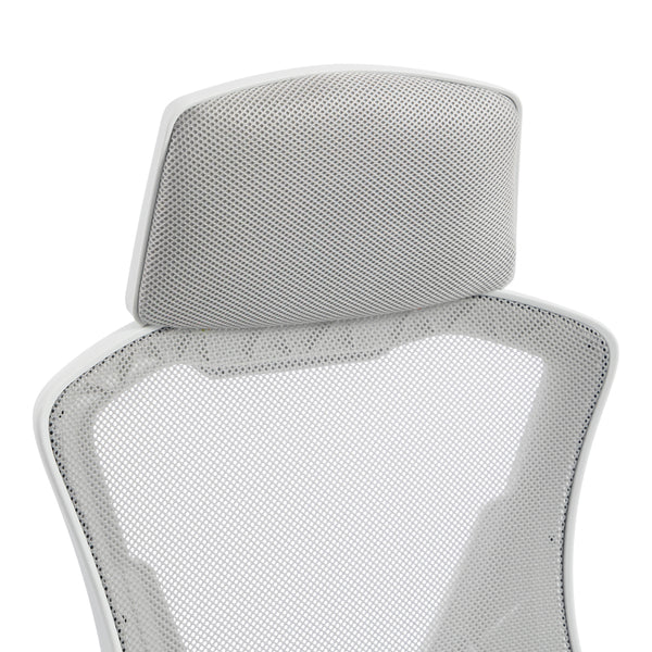 Καρέκλα γραφείου διευθυντή με υποπόδιο Meton pakoworld λευκό - mesh γκρι 48x60x118-128εκ