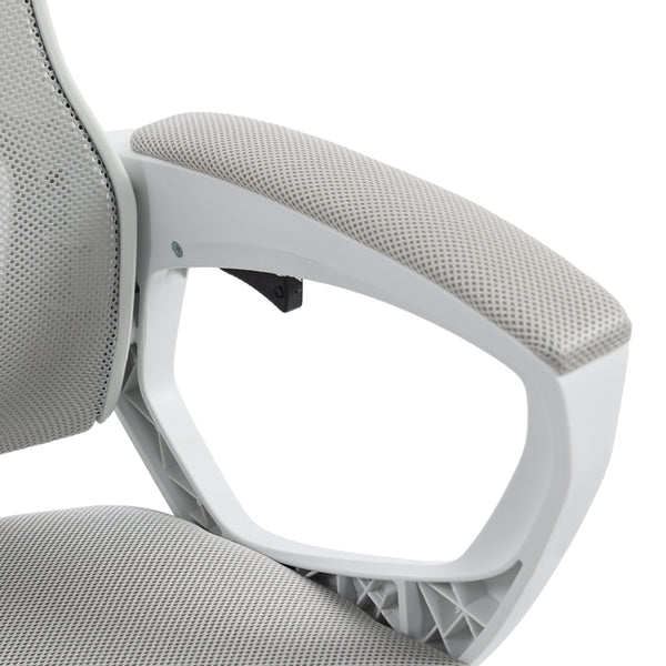 Καρέκλα γραφείου διευθυντή με υποπόδιο Meton pakoworld λευκό - mesh γκρι 48x60x118-128εκ