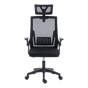 Καρέκλα γραφείου Plymot pakoworld mesh χρώμα μαύρο 48x58x112-122εκ