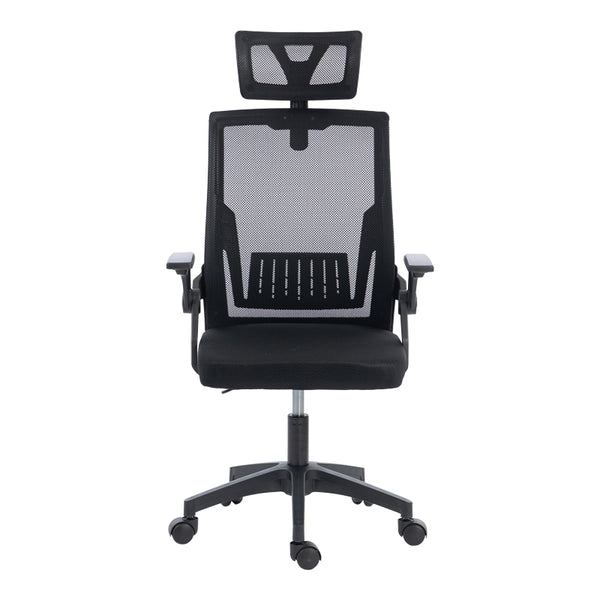 Καρέκλα γραφείου Plymot pakoworld mesh χρώμα μαύρο 48x58x112-122εκ