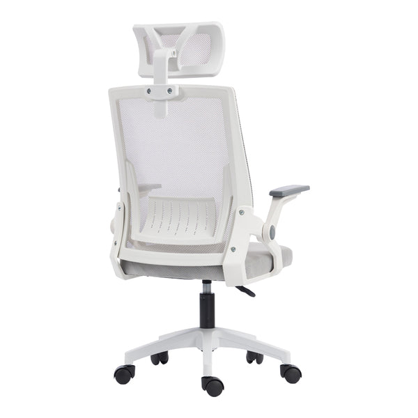 Καρέκλα γραφείου Plymot pakoworld λευκή - mesh γκρι 48x58x112-122εκ