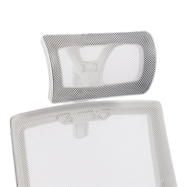 Καρέκλα γραφείου Plymot pakoworld λευκή - mesh γκρι 48x58x112-122εκ